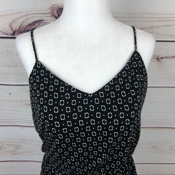 LOFT Black Print Racerback Spaghetti Strap Dress - Picture 3 of 8